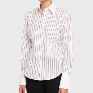 LAFAYETTE 148 NEW YORK Striped Cotton Poplin Fitted Blouse Size Medium